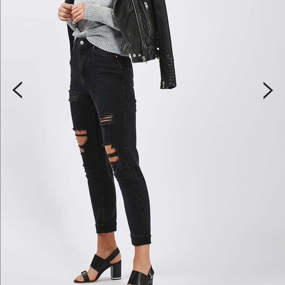 dark wash ripped mom jeans